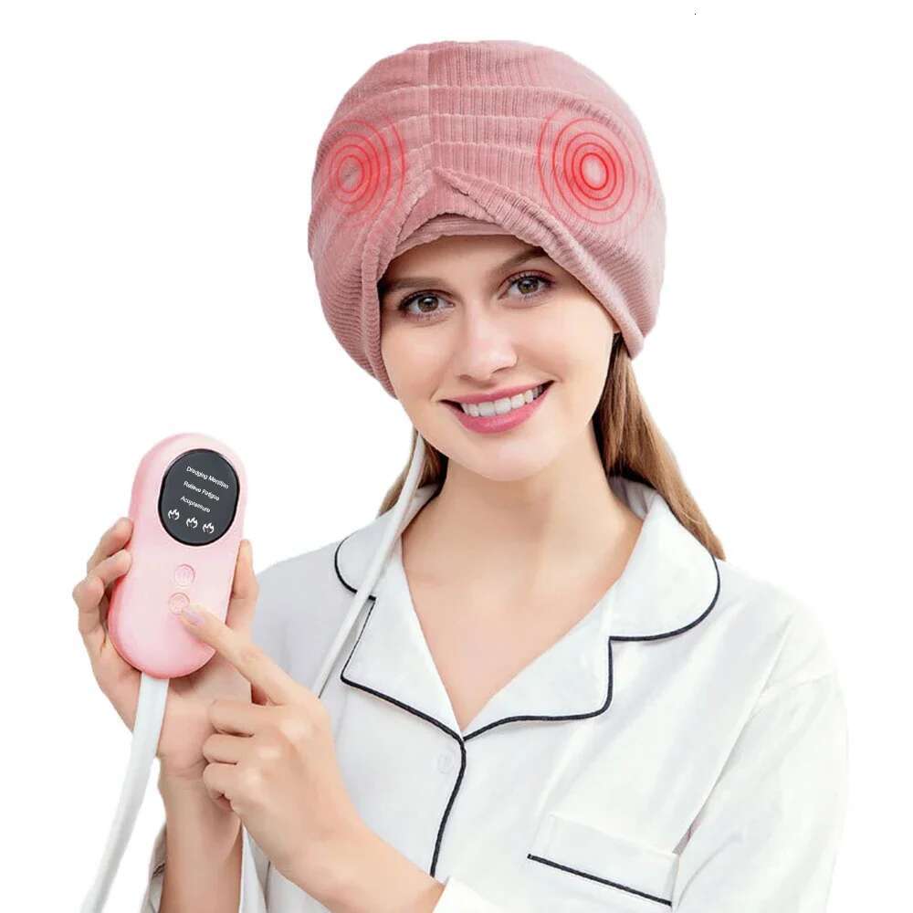 Electric Heated Vibration Head Air Compression Kneading Heads Massager SPA For Headache Stress Reliend Deep Sleeping