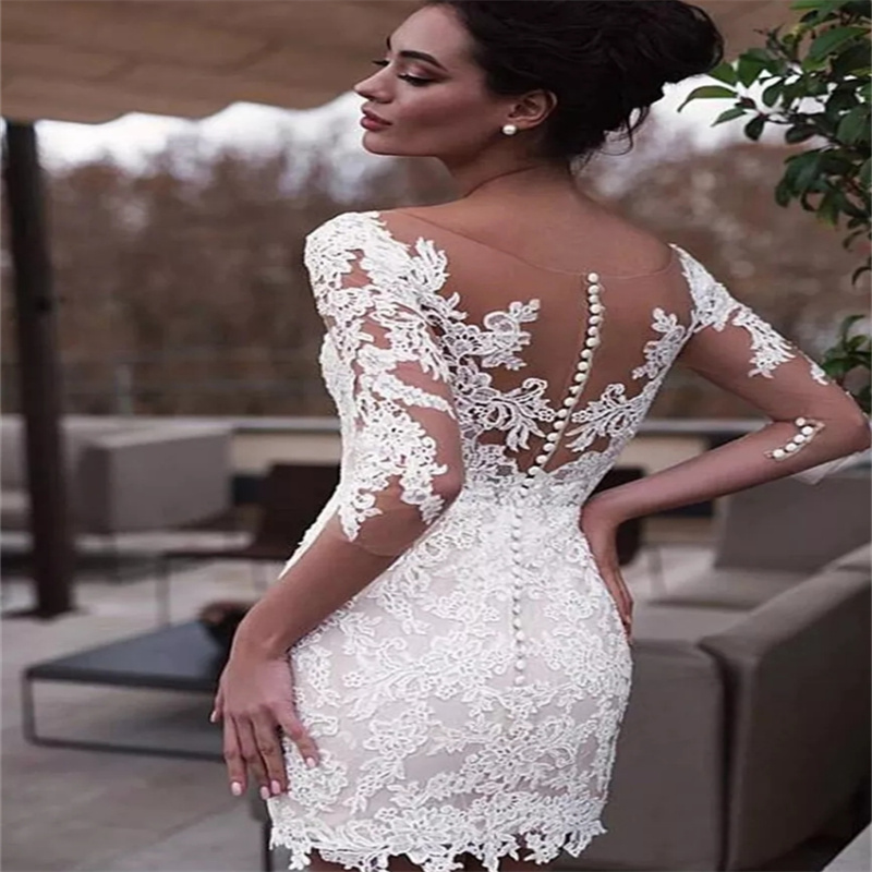 Celtic Civil Boho Wedding Dress With Removable Tail Two piece 2 In 1 Bohemian Bridal Dress Korean Beach Corto Bride Dress 2025 Long Sleeve A Line Vest