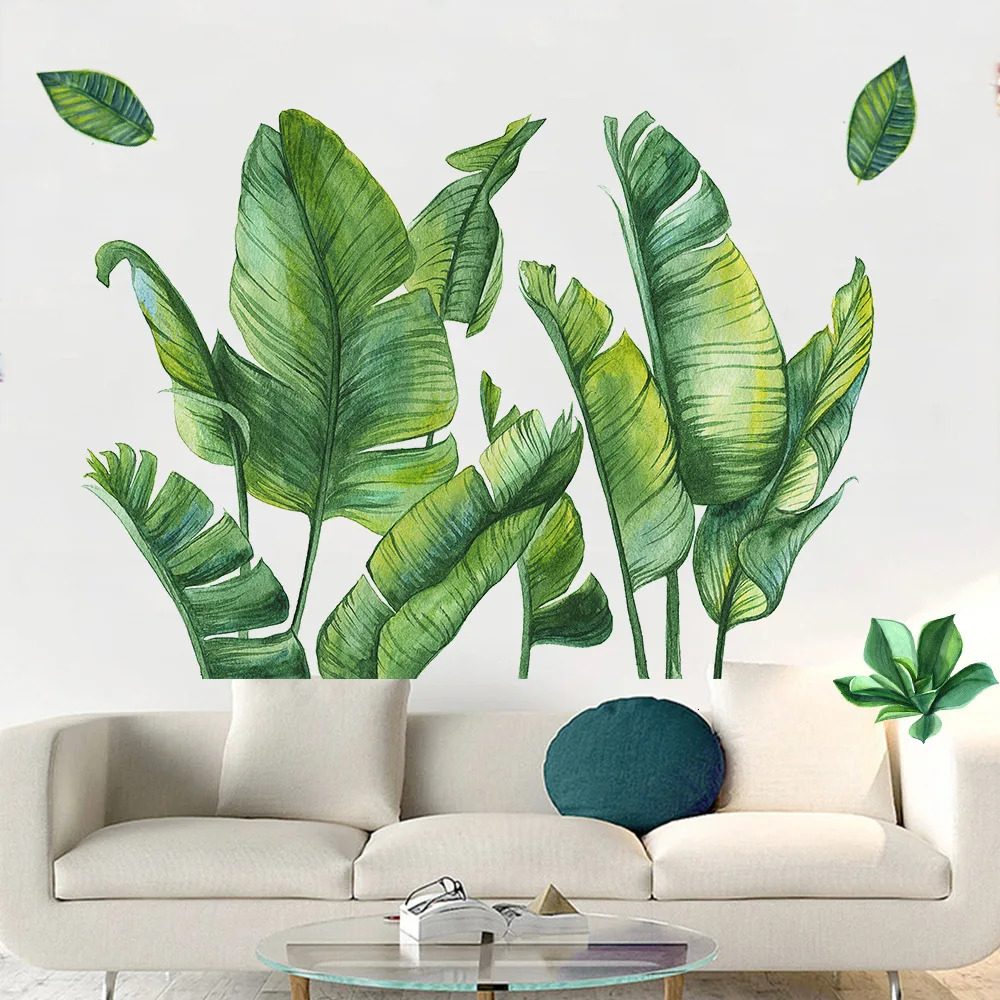 Handmade green banana leaf wall stickers for living rooms bedrooms walls decorations vinyl plants walls stickers murals home decor 250103