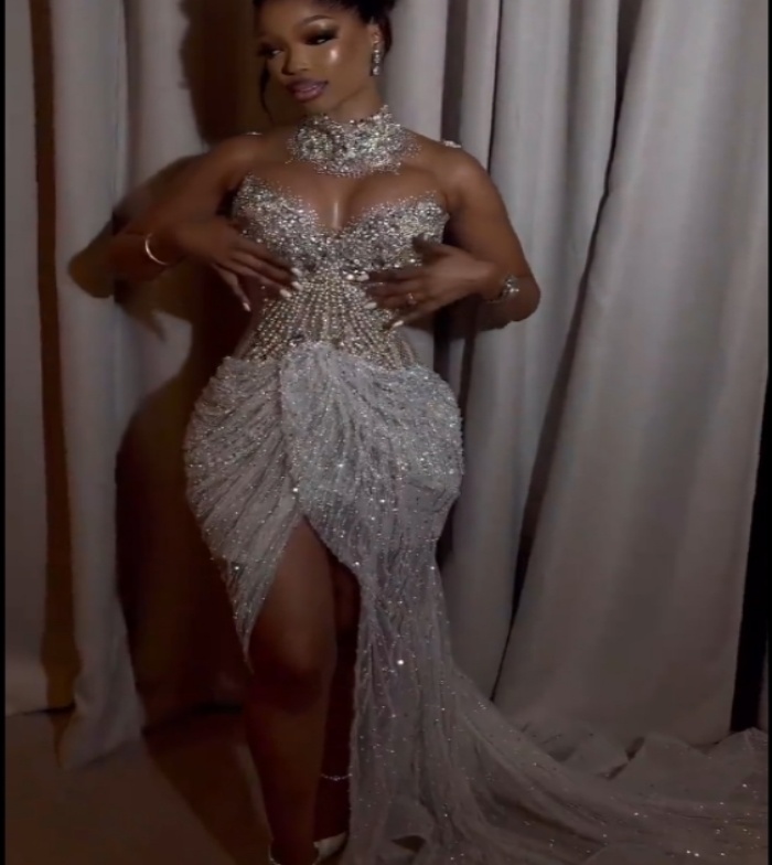 Ivory Mermaid Prom Dresses 2025 Beaded Pearls Crystals Sequined Evening Formal Party Second Birthday Engagement Gowns Plus Size Dress For Special Occa