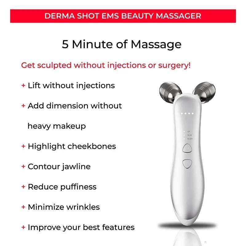 EMS Massager 3D Roller Microcurrent Vibration Facial V Lifting Massages Devices Beauty Face Care Tool For Skin Tightening