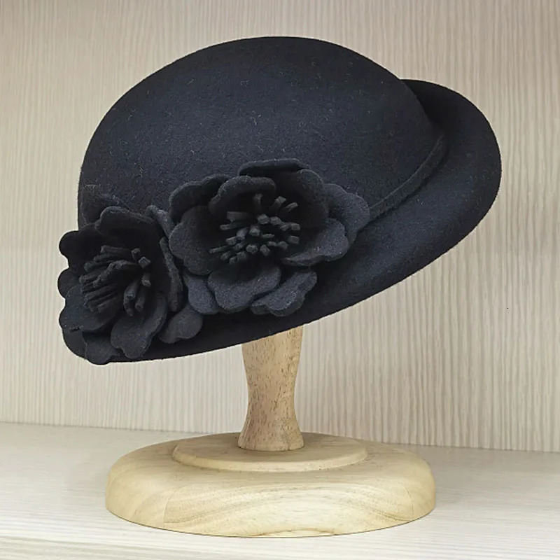 Women Beret Winter Hats Double Flower Ladies Hat Wedding Party Church Fedora Hat Fancy 250106