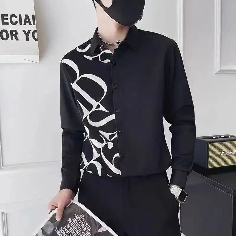 Man Shirt Office Long Sleeve y Formal Shirts for Men Business Dress Social Button Up Things with Comfortable I 250107