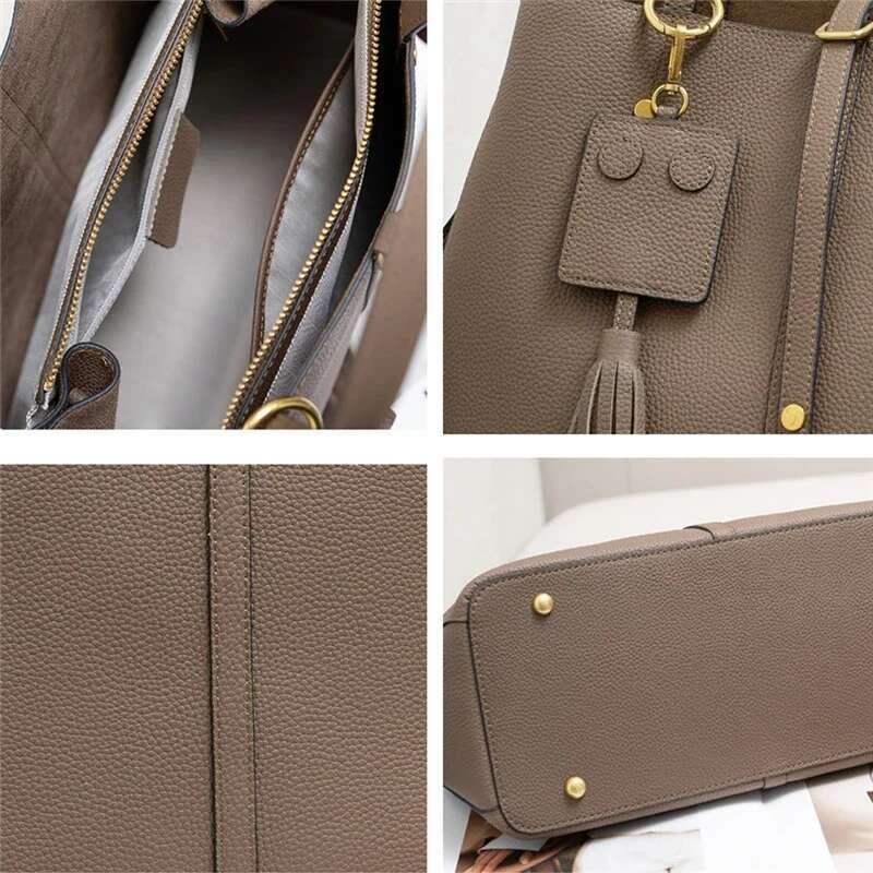 Burminsa Cowhide Genuine Leather Large Bucket Tote Handbags For Women 2025 Trend Designer Shopper Ladies Shoulder Crossbody Bags