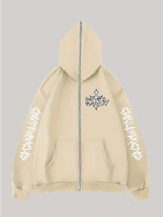 fashion new Y2K loose cardigan long sleeved trendy hoodie zipper