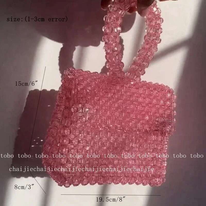 New Trendy Handmade Acrylic Corner Beads Box Bags Candy Colord Versatile Water Drop Shape Handle Flap Pockets Designer Bag