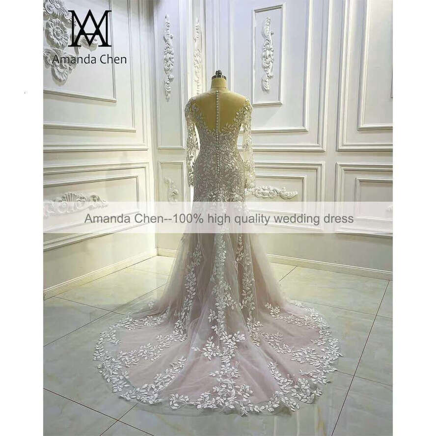 Mermaid Long Sleeve Tiered Skirts Wedding Dress