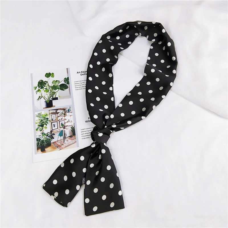 Womens polka dot printed handbag hair cap womens business suit small ribbon tie headband handle headband narrow scarf silk W250107
