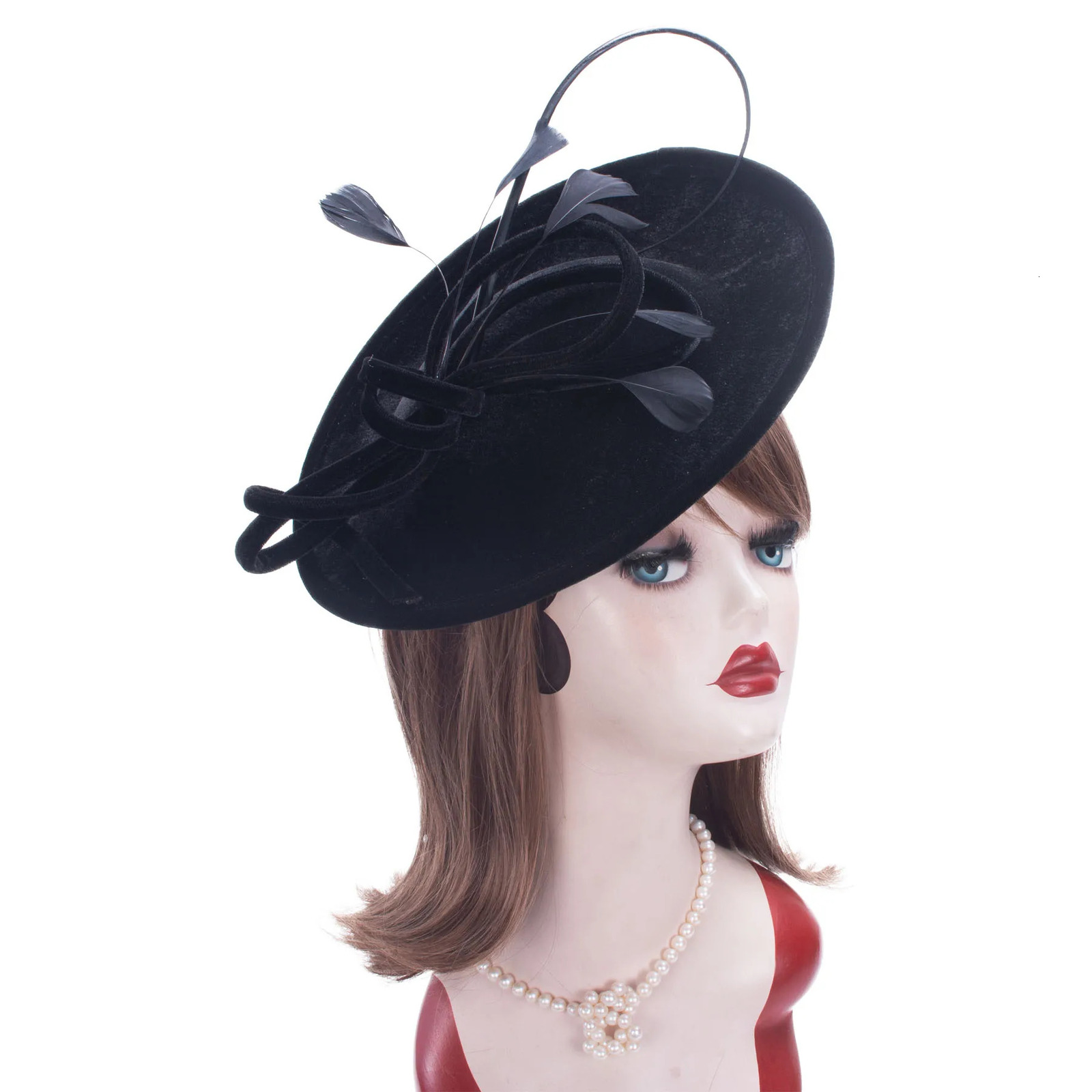 Lawliet Elegant Womens Loop Velvet Wedding Ocn Church Fascinator Headpiece Hat A624 250106