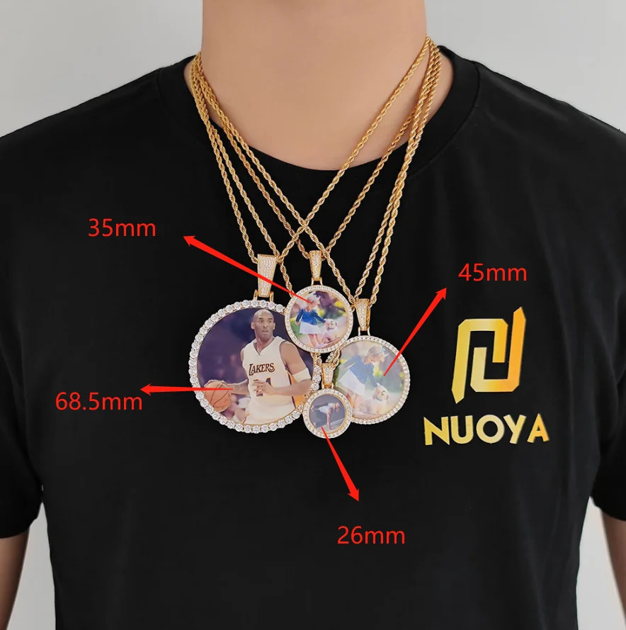 Round Memory Medallions Custom Picture Pendant Necklace for Men Hip Hop Jewelry Large Size Po Pendant 250107