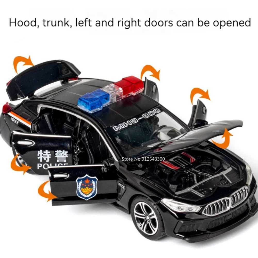 Scale 1/32 M8 police car model toy metal die-casting with pullback 110 simulation vehicle model door can open boys series gift W250106