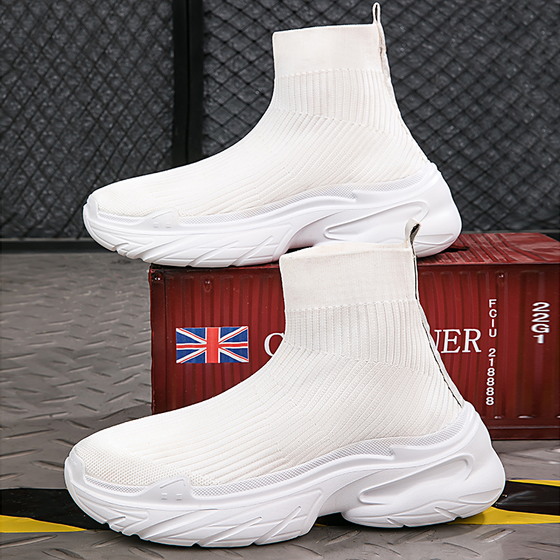 Ddmybear Men S Hig Tops Flying Weaving Shoes Popular Comfortable Mens Casual Light Outdoor Athletic Sneaker For Trendy Sock Shoe Chinese Brand Shoes