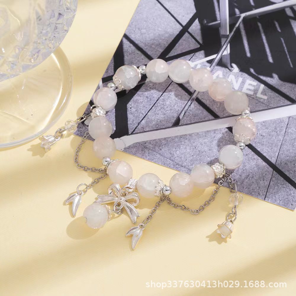 Small fresh color gradient bracelet glass bow bracelet niche design scenic spot live explosions stall jewelry wholesale Handstring