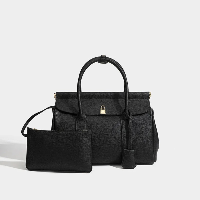 Woman High-grade Handbag Padlock Bag Crossbody Large Capacity Leather Bag Travel Tote Include Small Wallet 241231