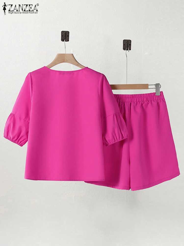 ZANZEA Fashion Short Sve Embroidery Blouse Pants Sets Summer Short Sets 2PCS Women Casual Two Piece Sets Outfits TracksuitsXJ250106