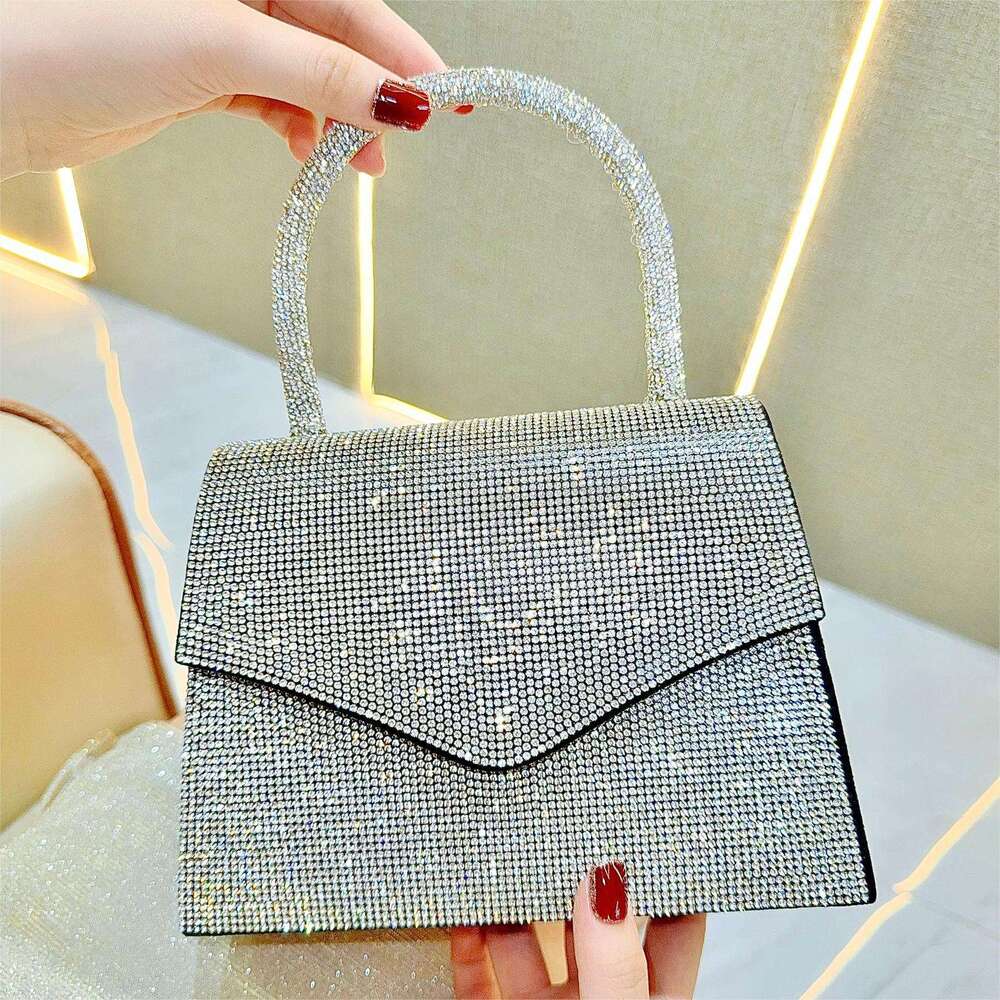 New European And American Fashion Retro Full Dia Chain Small Square Banquet Bag, Rhie Handbag, Crossbody Bags