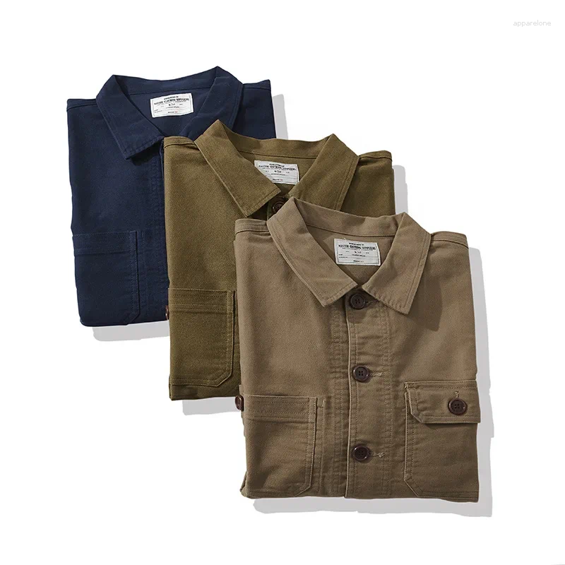 Mens Jackets Cargo Jacket Chore Utility 4 Pockets Military Tatical Workwear Vintage Casual Menswear Spring Autumn Outdoor Clothes