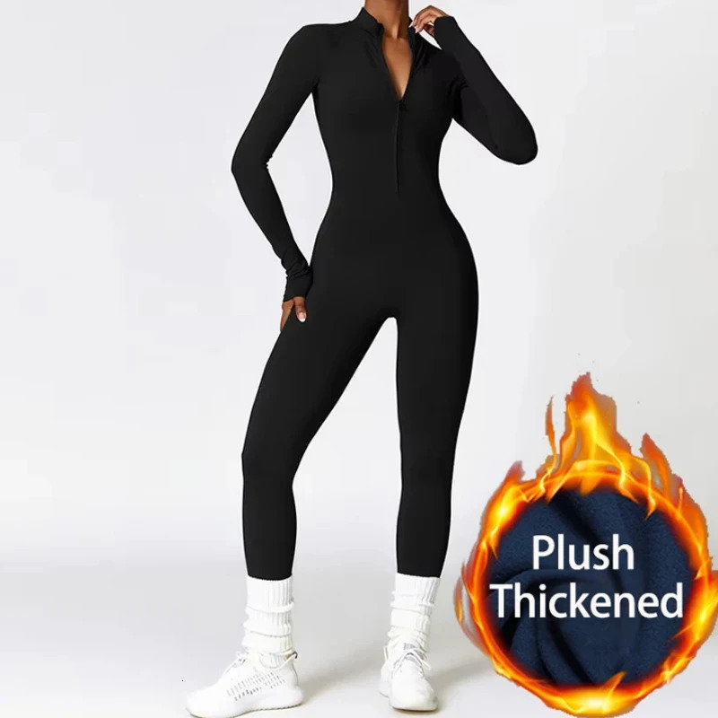 Zipper Sports Jumpsuits Womens Tracksuit OnePiece Fitness Suits Gym Clothing Female Sexy Long Sleeve Workout Overalls 250103
