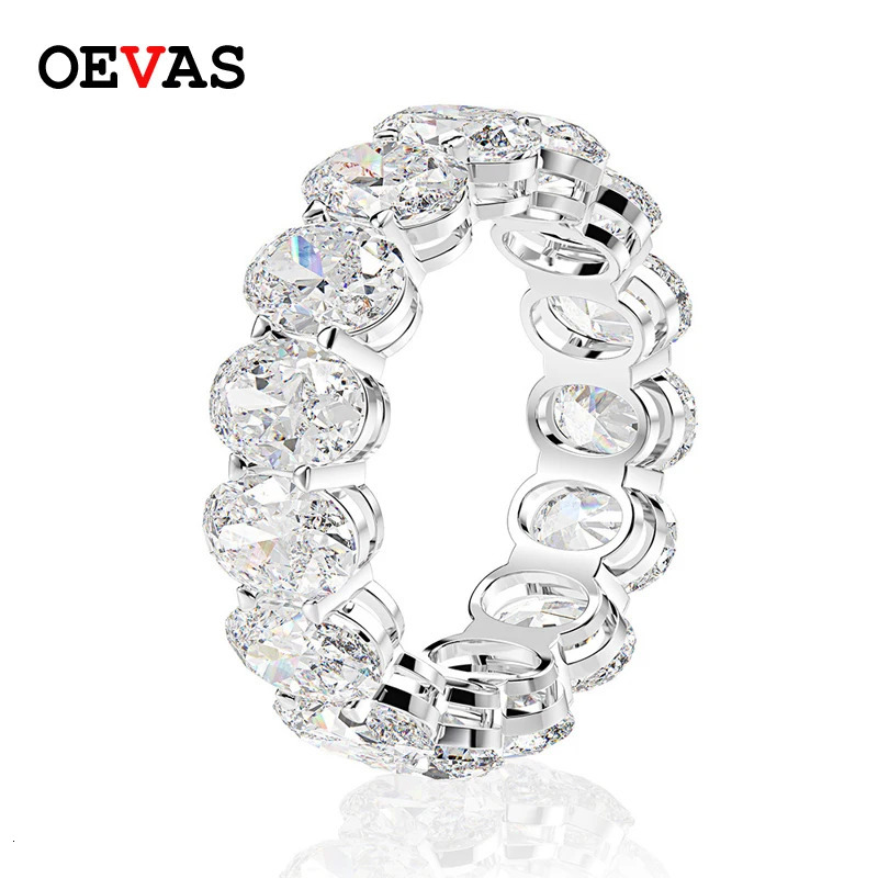 OEVAS 100% 925 Sterling Silver Oval High Carbon Gemstone Engagement Ring Party Cluster Ring Wedding Band Fine Jewelry Wholesale 250106