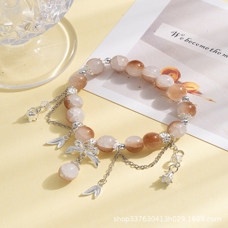 Small fresh color gradient bracelet glass bow bracelet niche design scenic spot live explosions stall jewelry wholesale Handstring