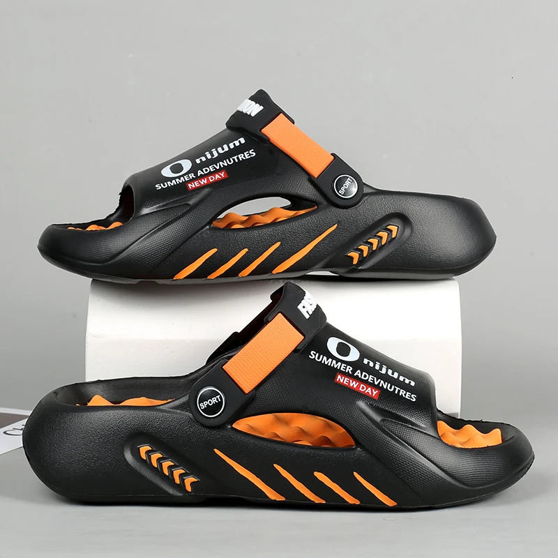 Mens Slide Summer Platform Slide EVA Soft Bottom Mens Shoes Indoor and Outdoor Walking Beach Shoes Flip Cover 250106