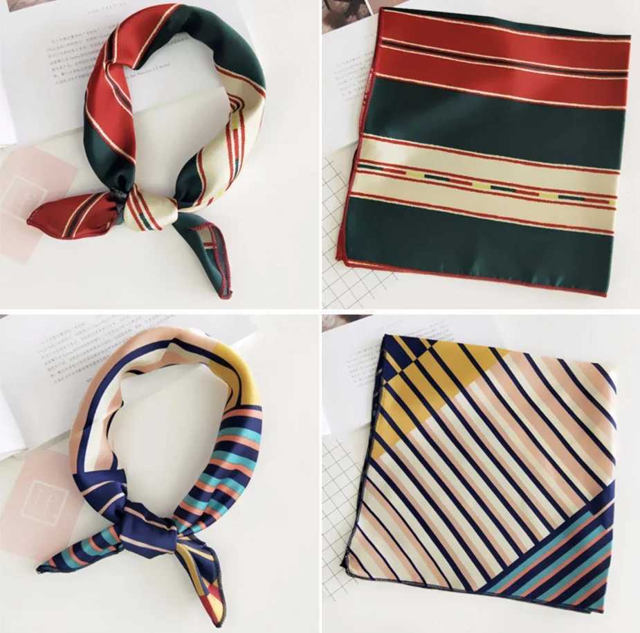 50 50 square scarf business party headband elegant small retro slim fit retro neck and neck silk satin scarf W250107