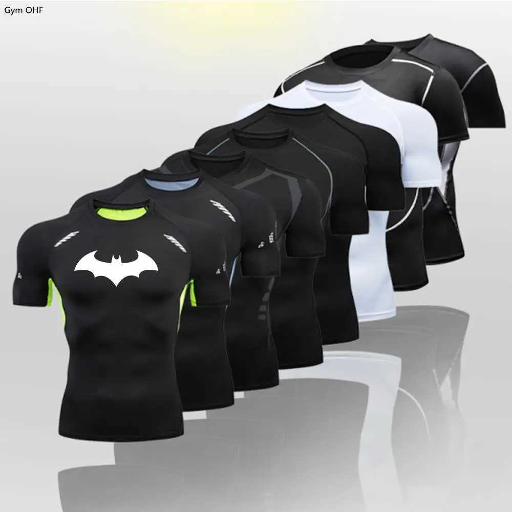 Compressed mens long sleeved running T-shirt with sun protection breathable and quick drying for the second skin Rashgada top sports mens bat W250107