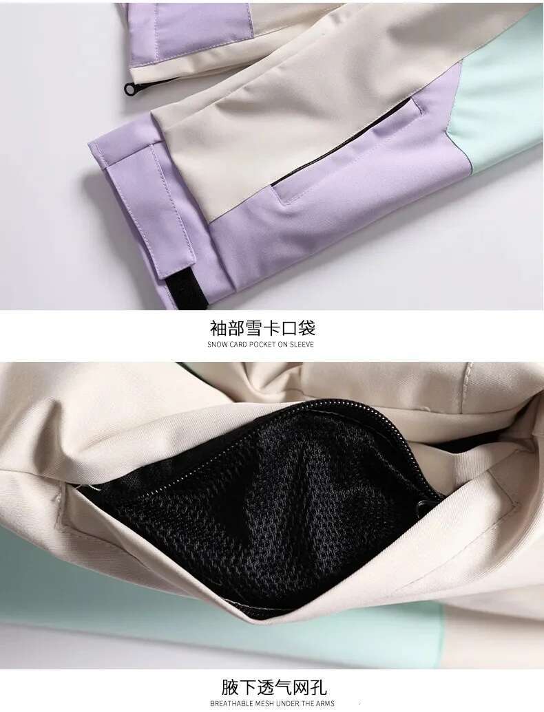 SEARIPE Windproof Waterproof Ski Jacket For Men And Women Snowboarding Skiing Tops Breathable Clothes Colorblock Snow Jackets