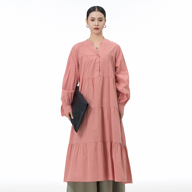 Y6874 Spring new Bohemian long-sleeved cake skirt plus size women's loose slim dress trend