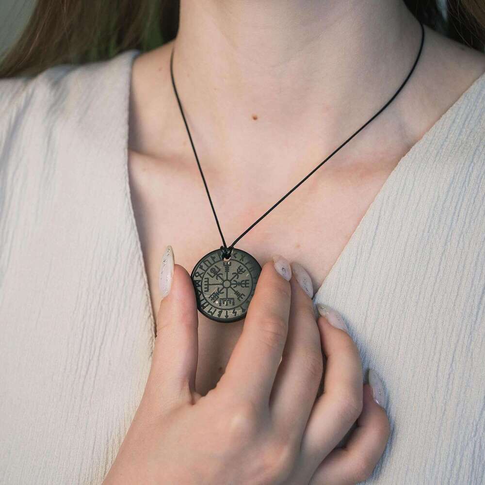 ge Shungite Round Shape Heag Spiritual Natural Black Crystal Jewelry Pendant | Sacred Symbol Talisman Amulet Necklace for Meditation