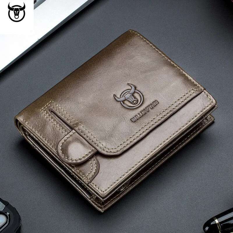 2023 Brand Genuine Leather Men's Wallet Cowhide Designer Male Purse Vintage ID Card Holder Money Bag
