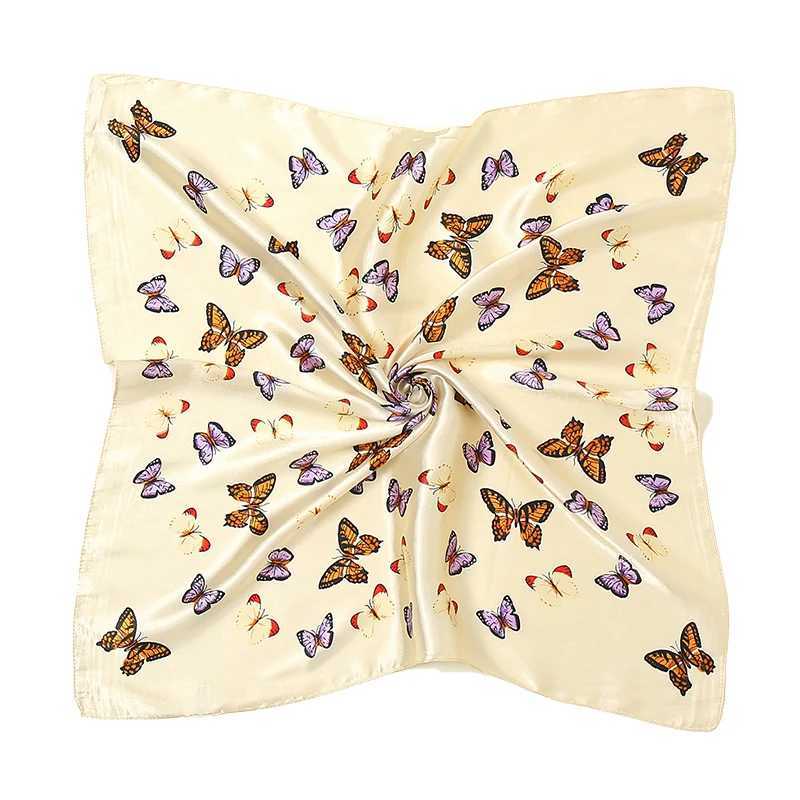 60x60cm small silk scarf womens headscarf retro butterfly hair scarf headscarf Foulard luxury Bandana womens headscarf W250107