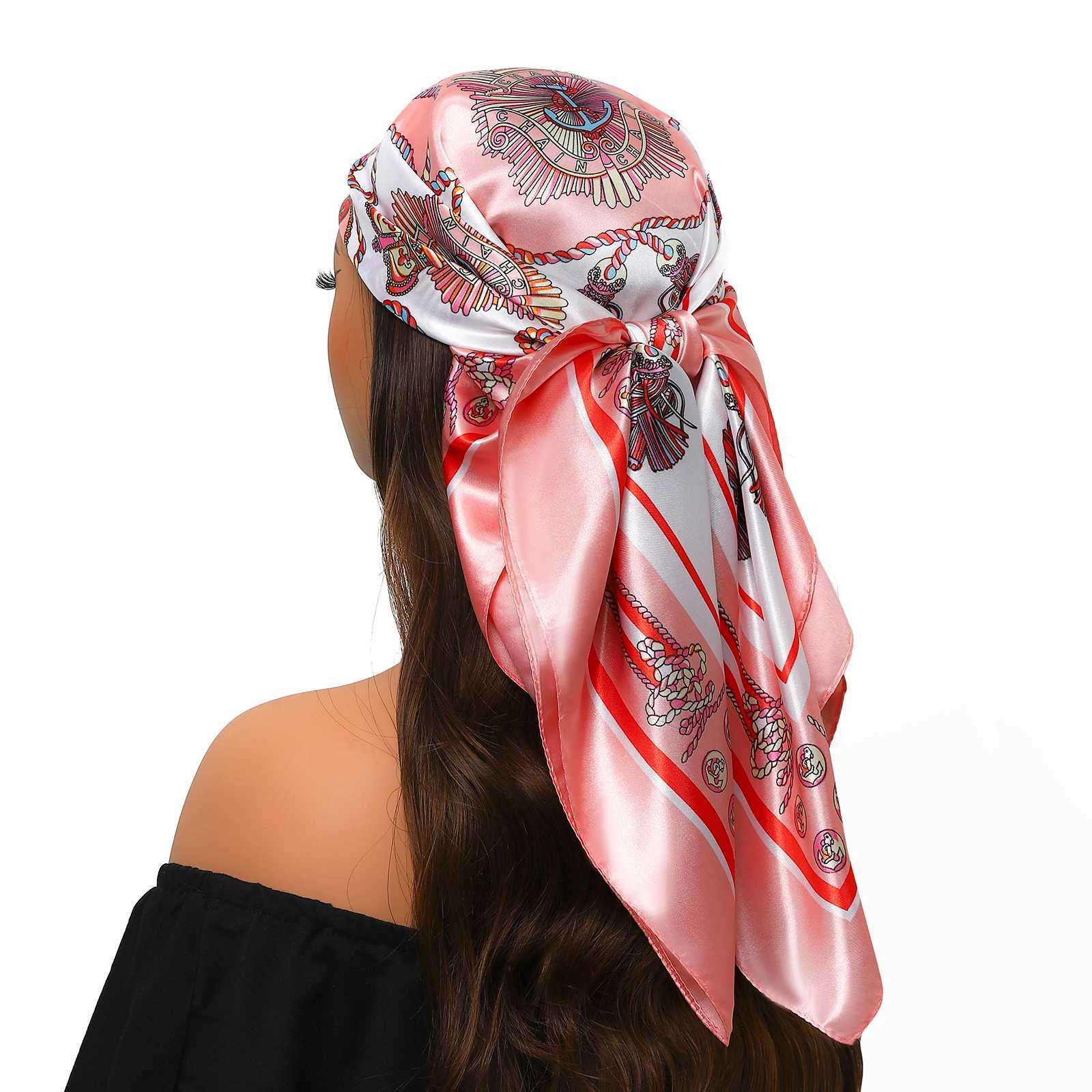 Womens Design Square Headscarf Four Seasons Popular Scarf New Sunset Silk Headscarf Fashion 90X90CM Beach Shawl W250107