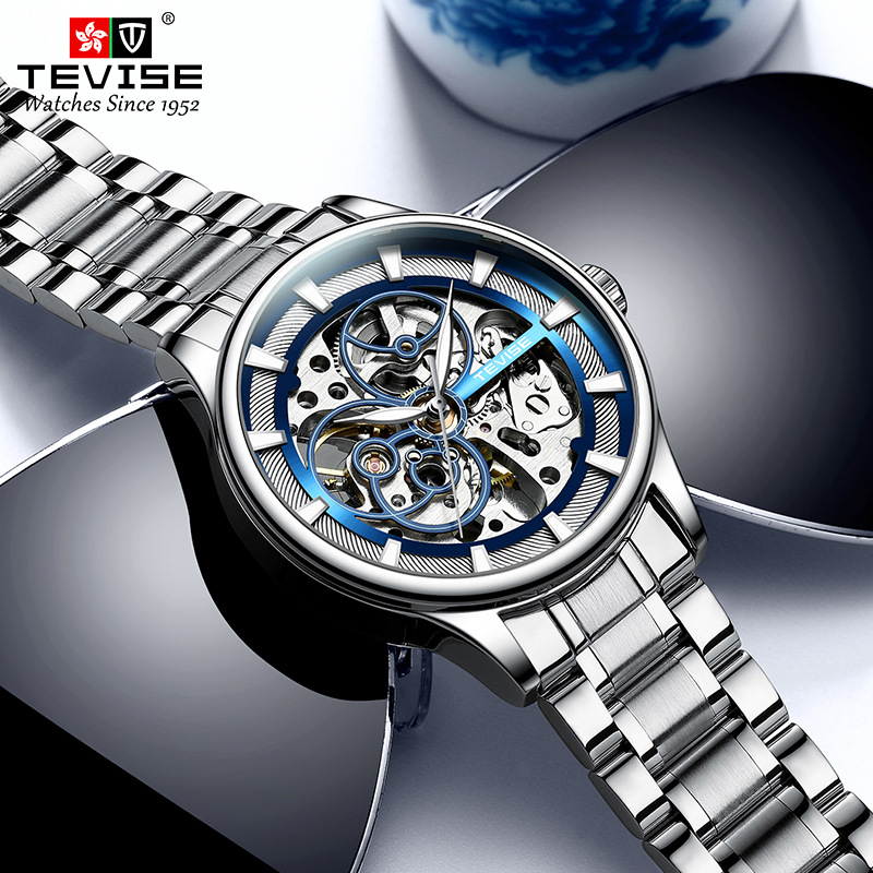 TEVISE Watch Men Luminous Day and Night Star Mechanical Watch, High-end Stylish Waterproof Wristwatch T021-T820F