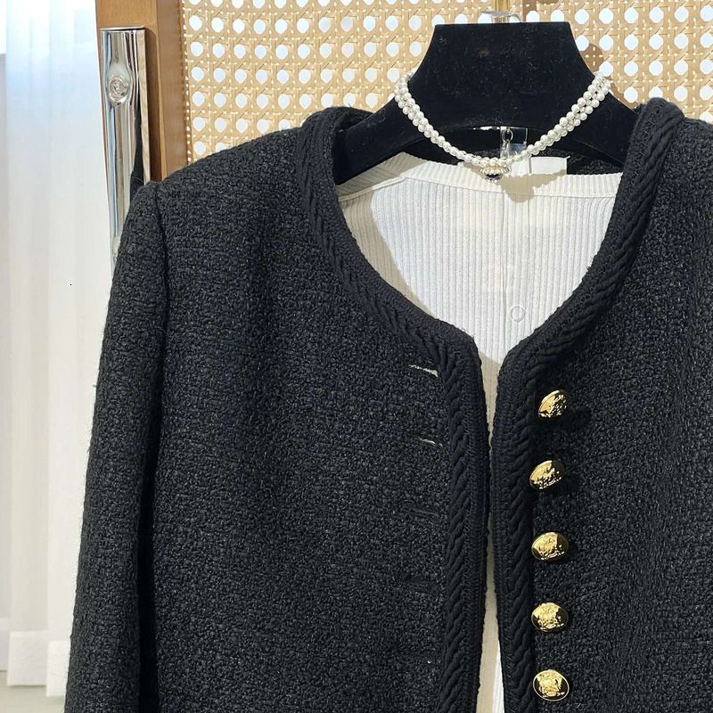 Small Fragrant Little Black Jacket For Women, Tweed Three-Dimensional, High Quality, Short Coat, Outwear