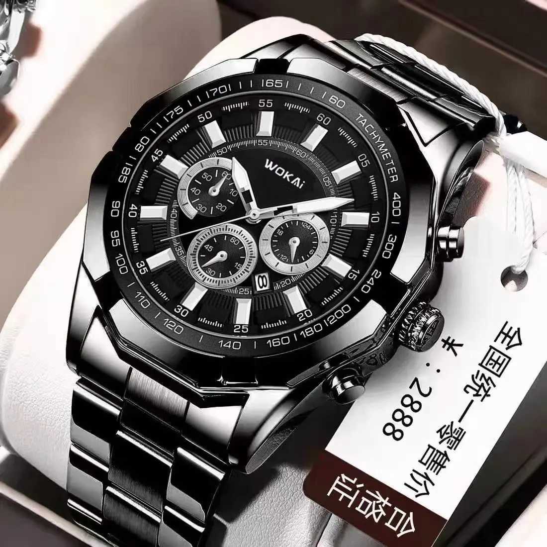 WOKAI Fashion Business Multi-functional steel band Quartz Mens luxury Tungsten steel Watch Boys Girls Student Retro clockX250107