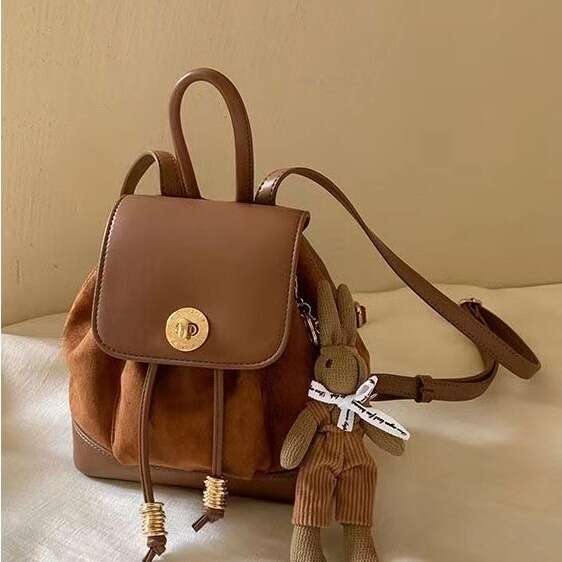 2025S Designer S New Model Autumn And Winter New Casual High End Deer Veet Leather Small Versatile Outdoor Backpack