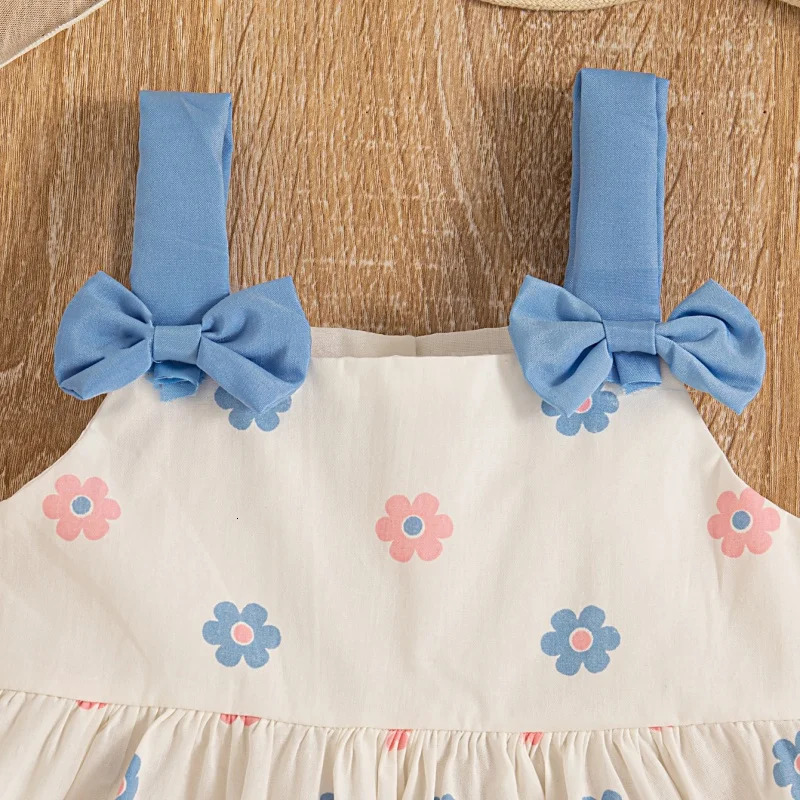 0-3 Baby Girl Dress Summer Baby Girl Flower Full Print Sleeveless Princess Dress Cotton Fashion Comfortable Strap Dress 250107