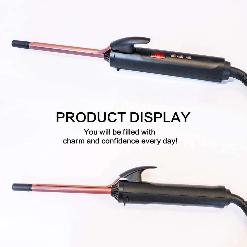 Digital Automatic Curler 0.35/1 Inch Small Curg Wand Ceramic Barrel Hair Thin Irons Rotating Afro Curl Waver