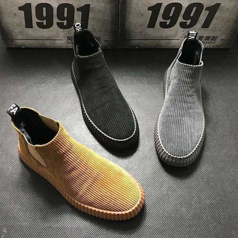 Spring Autumn Winter Fashion Plush High Boots Men's Sports Casual Versatile Board Shoes
