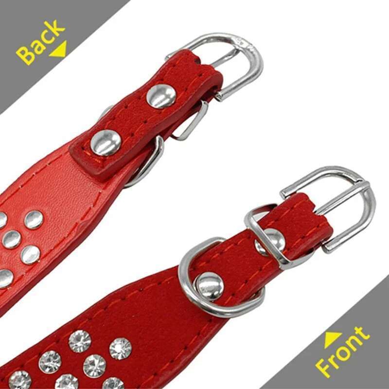 Suede Rhie Leather Pet Collar Bg Crystal For Small Medium Large Dog