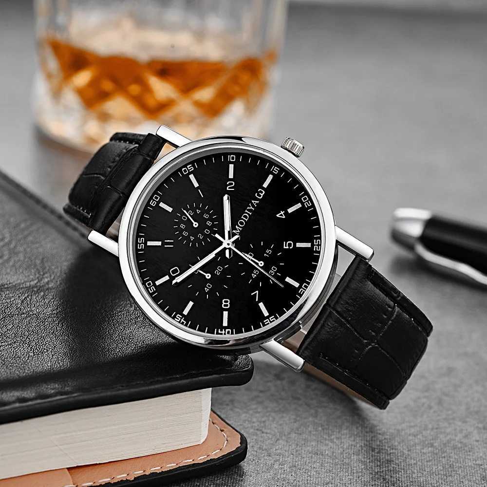 New Business Watch for Men Casual Round Dial Watch Leather Strap Quartz Wristwatches Wrist Watches Luxury Clock Relogio FemininoX250107