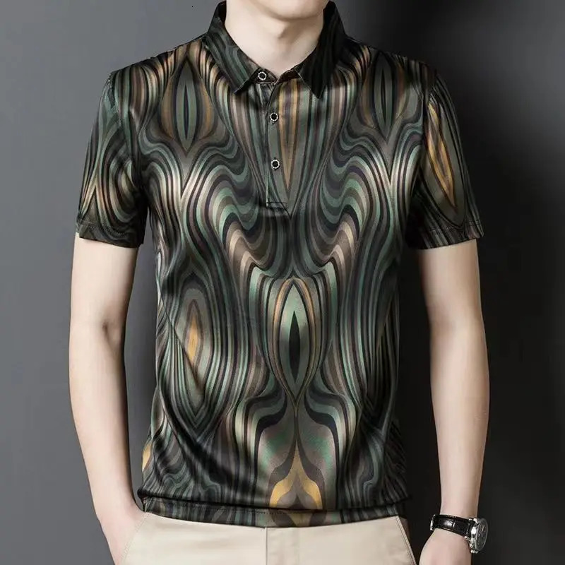 Spring Summer Fashion Flip Neck Tees Casual Versatile Western Clothing Loose ity Simple Commuting Mens Polo Shirts 250107