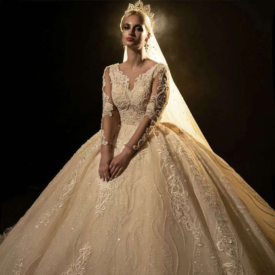 Long Sleeves Ball Gown Wedding Dress