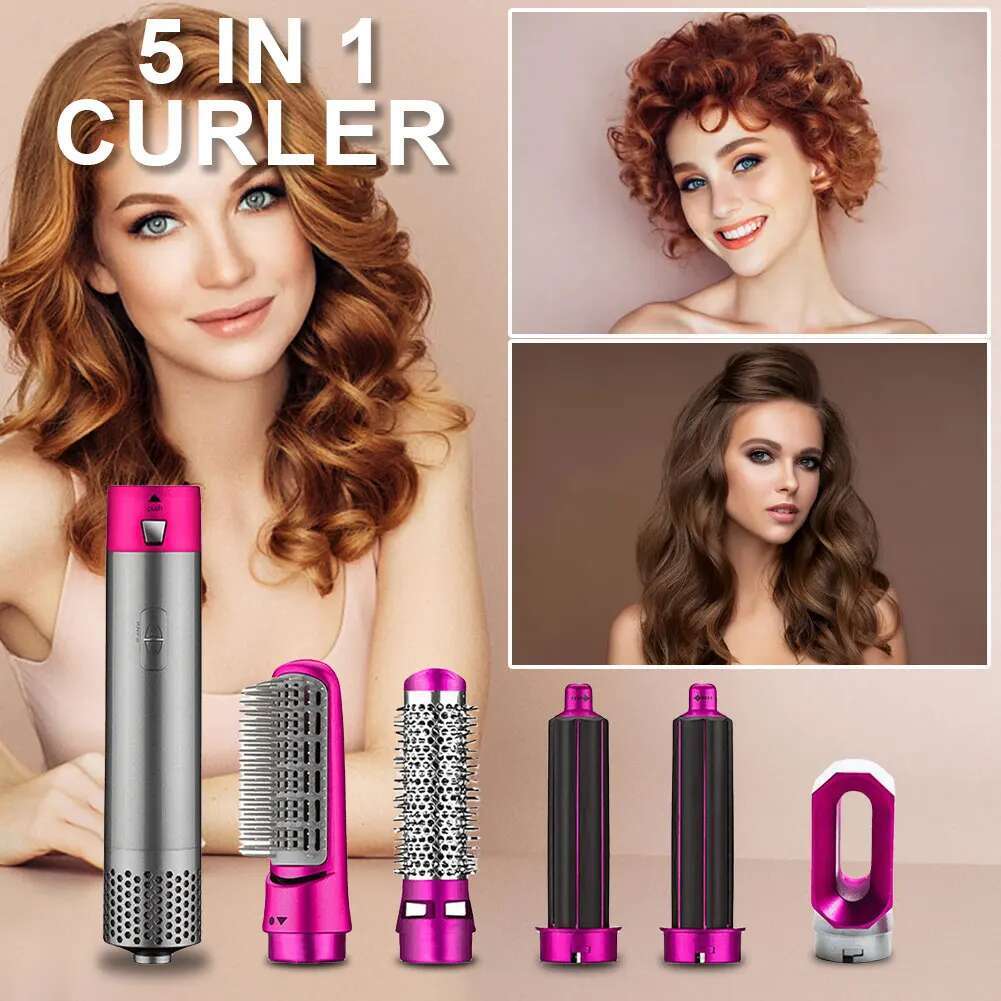 5In 1 Curler High-Speed 1000W Electric Hair Dryer Negative Lonic Detachable Styler Hot Air Brush For Straightening Curg