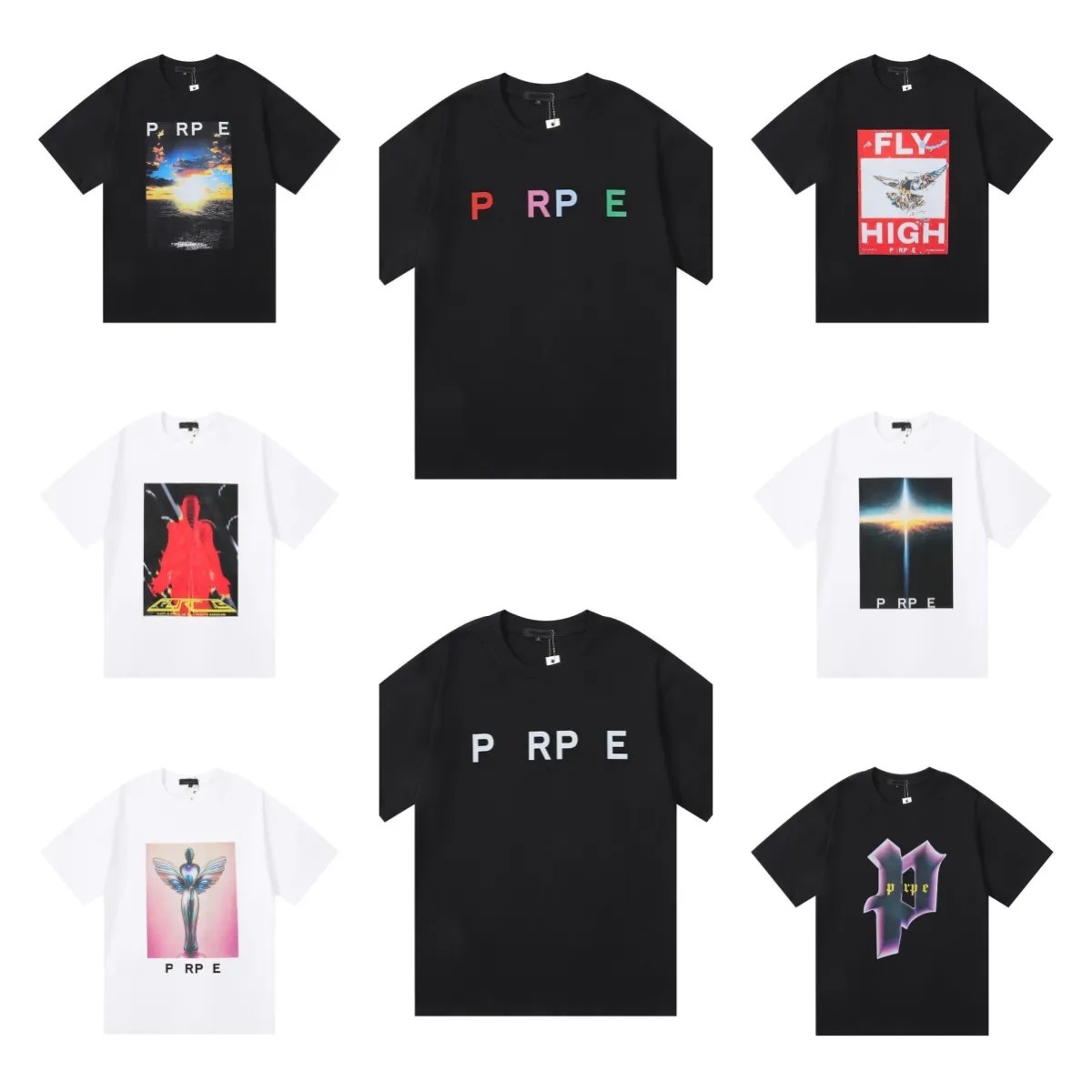 Men's T-Shirts Purple T shirt Men Women Inset Crewneck Collar Regular Fit Cotton print tops US S-XL more color Y250311WBYG