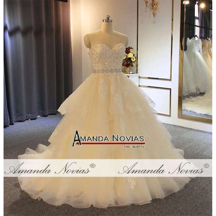 Simple Strapless Wedding Dress Champagne Plus Size