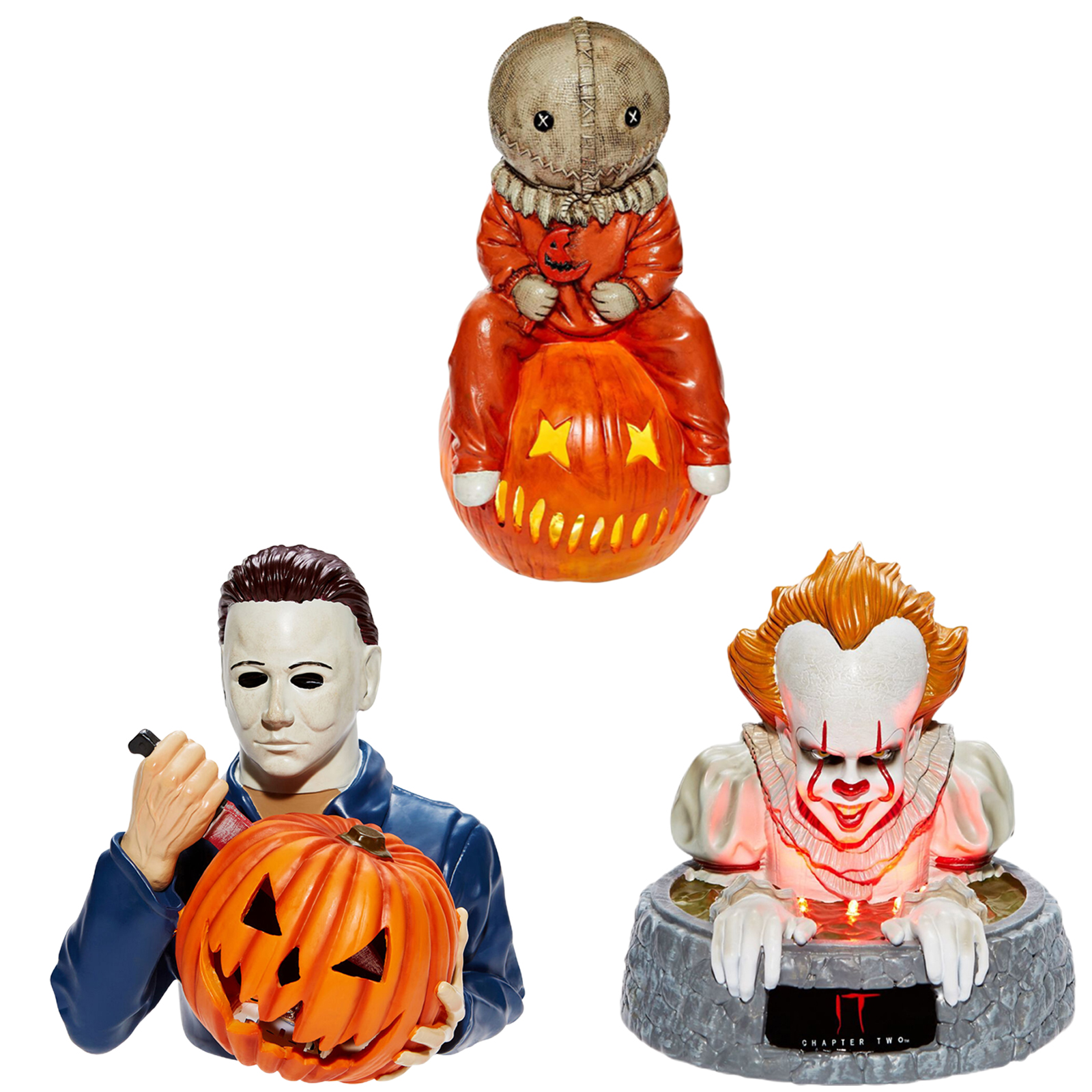 LED Light-Up Garden Gnomes, Horror Movie, Michael Myers Statues, Pumpkin Trick, Treat Sam Clown, Halloween Decorations, Resin