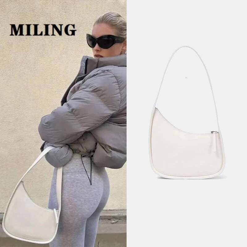 Calfskin Leather Shoulder Women's Fashion Underarm Handbag 2025 New Half Moon Bag Lady Design Purses