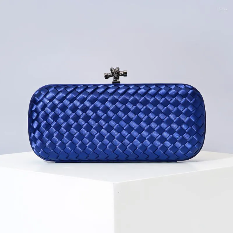 Evening Bags Hand Woven Bag Women Luxury Artificial Silk Crossbody Clutch Purse Party Banquet Dress Handbag Lady Gift